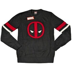 MARVEL DEADPOOL Men Small Pullover Black Bioworld Sweater NEW